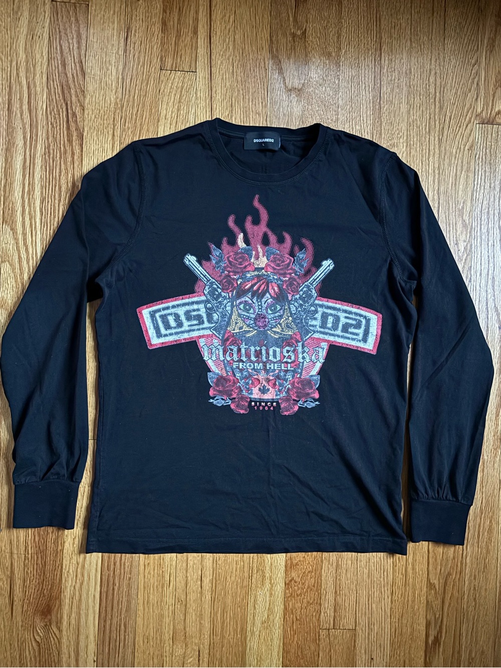DSQUARED2 Black Matrioska From Hell Long Sleeve Shirt Large 2010